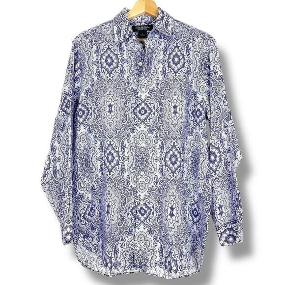 VTG Brooks Brothers 100% Linen Country Club Paisley Pattern Size Small Purple - Picture 2 of 10